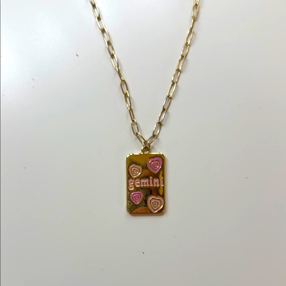 Gemini Gold and Pink Pendant Necklace